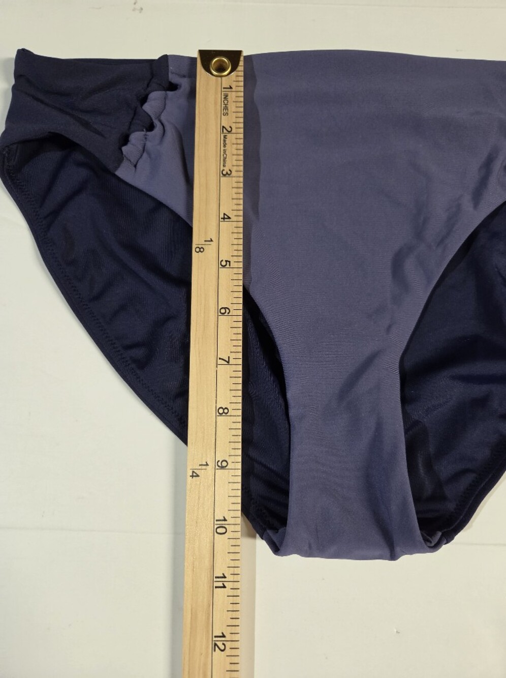 Two-Tone Navy and Purple Front High-Cut Bikini - Picture 3 of 16